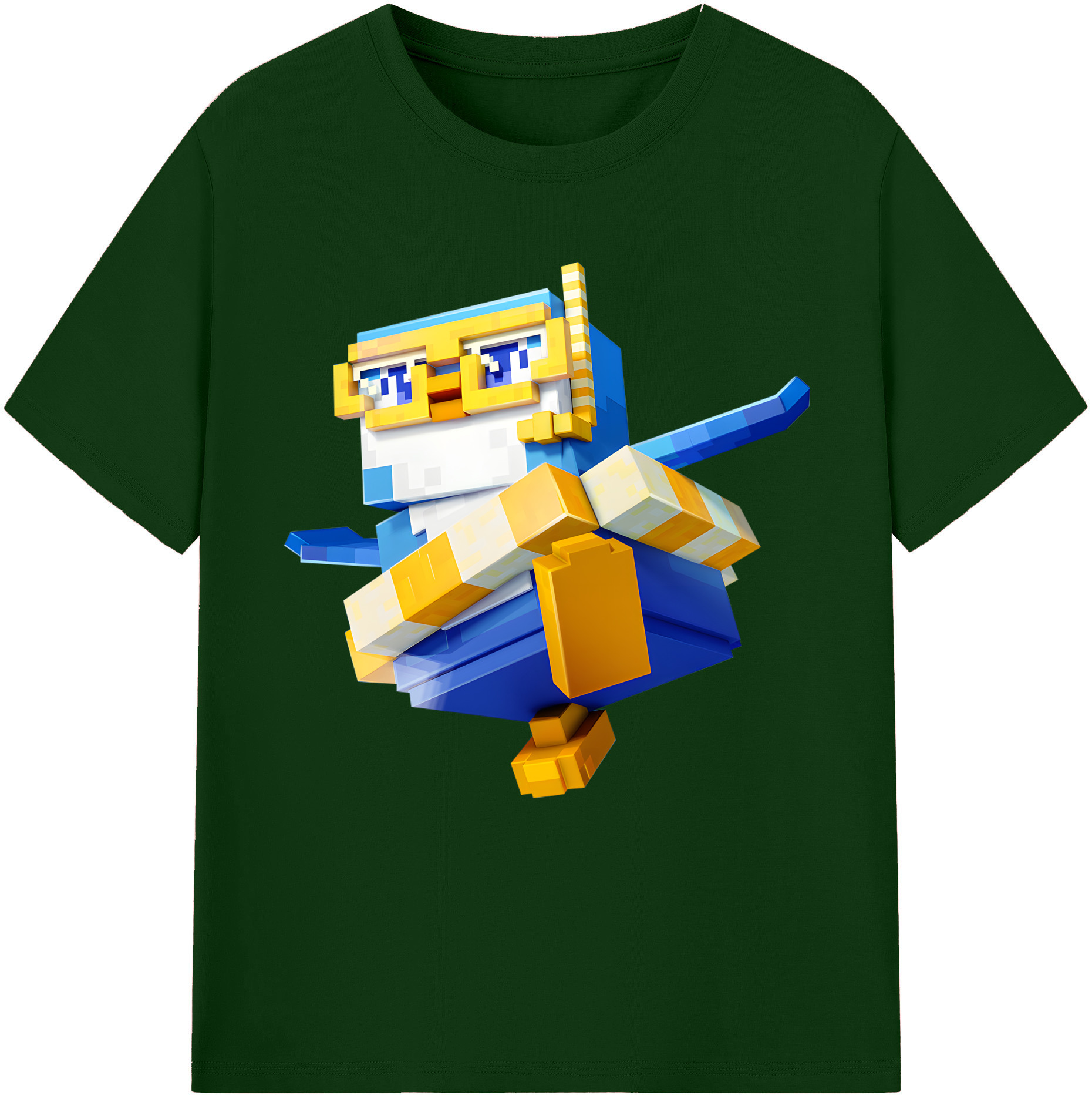 （画像用） マインクラフト ブロックの世界 Minecraft MC Block world 綿100％半袖Tシャツ（フロントプリント）
